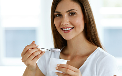 Woman with yogurt 