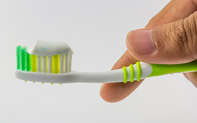 Toothbrush with toothpaste on it